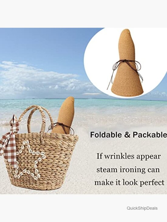 Floppy Big Beach Straw Hat Foldable Wide Brim Packable Sun Hat Travel main image 6